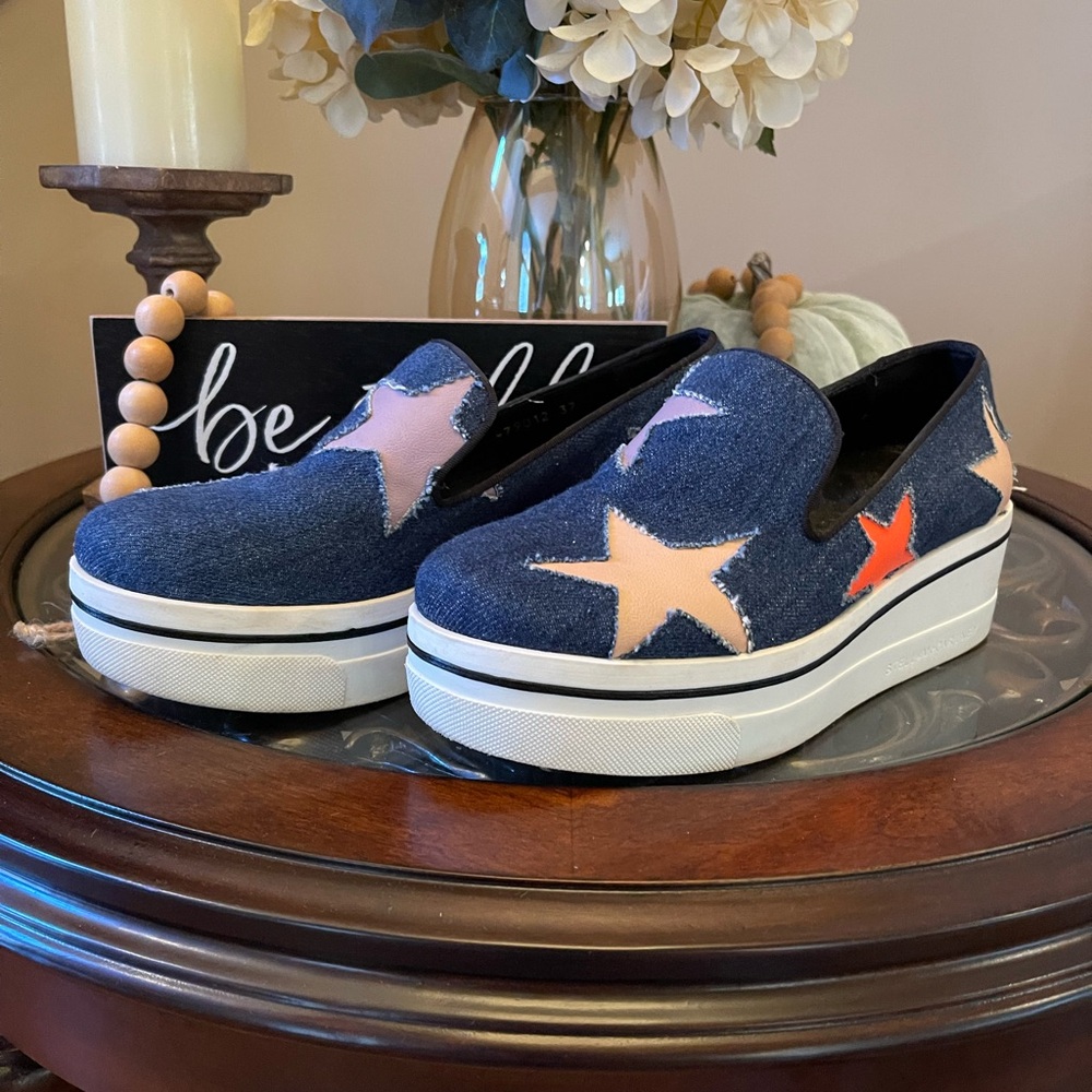 Stella McCartney Binx Denim Slip-Ons with Leather Star Detail